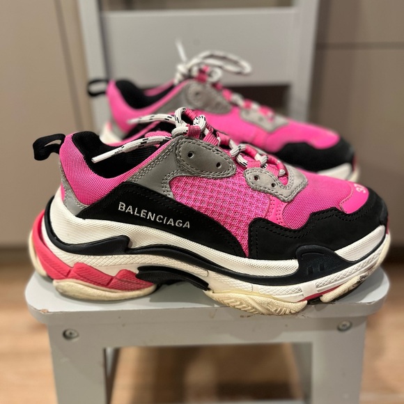 Balenciaga Triple S Pink and Black Sneakers - Picture 1 of 5
